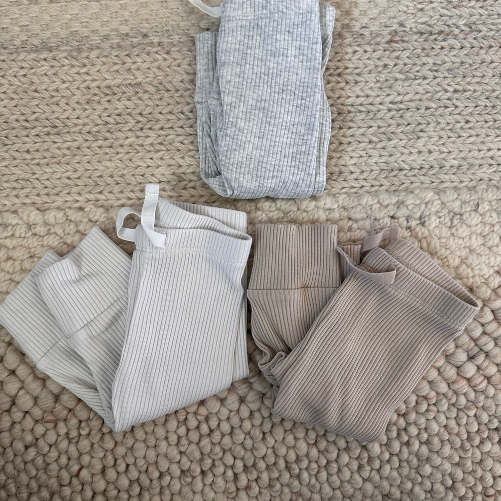GAP Ribbed Kids Leggings in Light Gray, Cream & Taupe